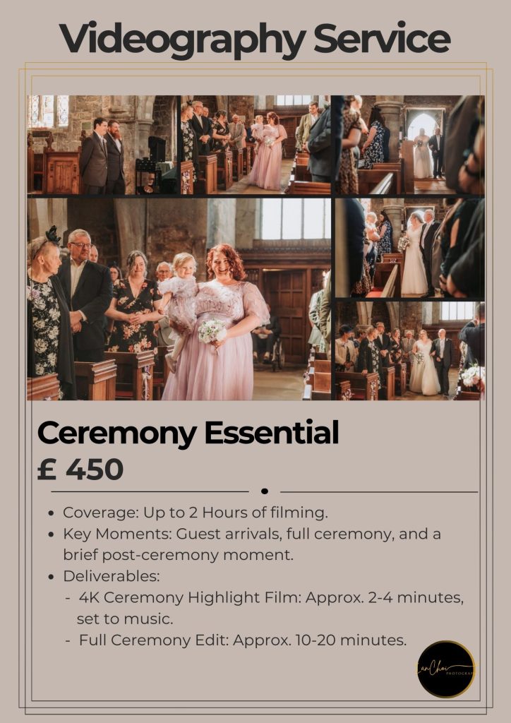 ian choi photography videography service price list £ 450