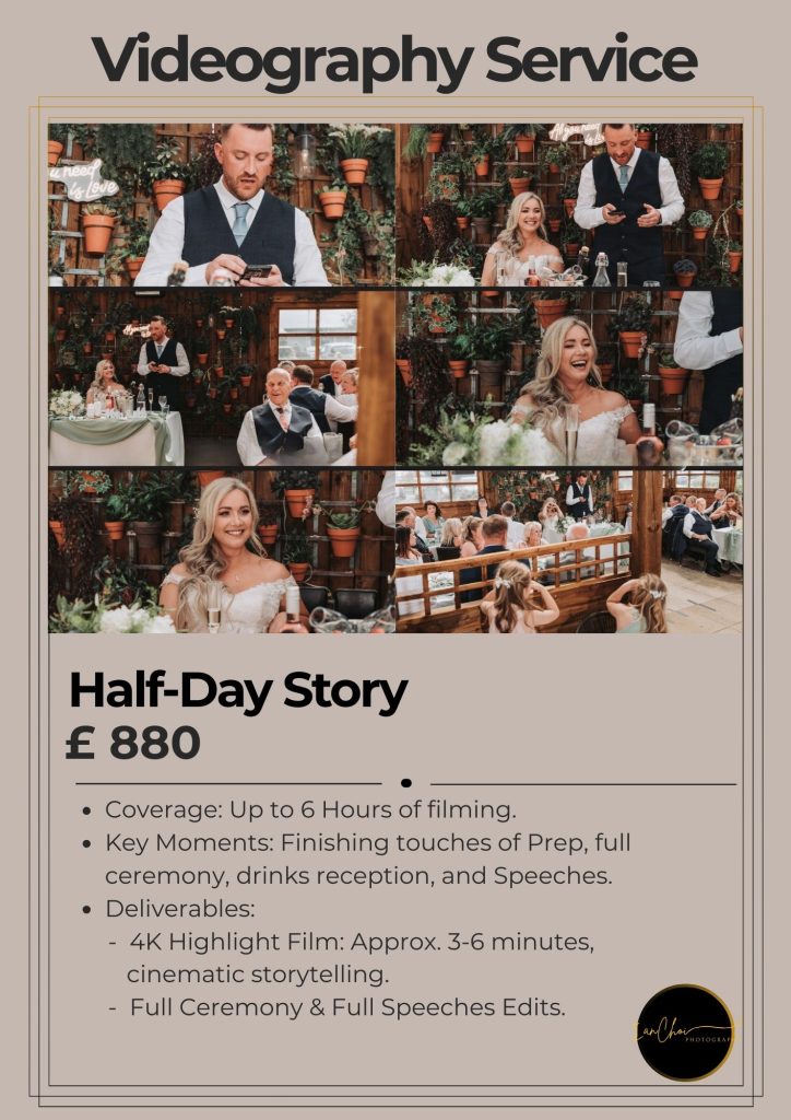 Wedding Videography Harrogate & Yorkshire- price gbp 880