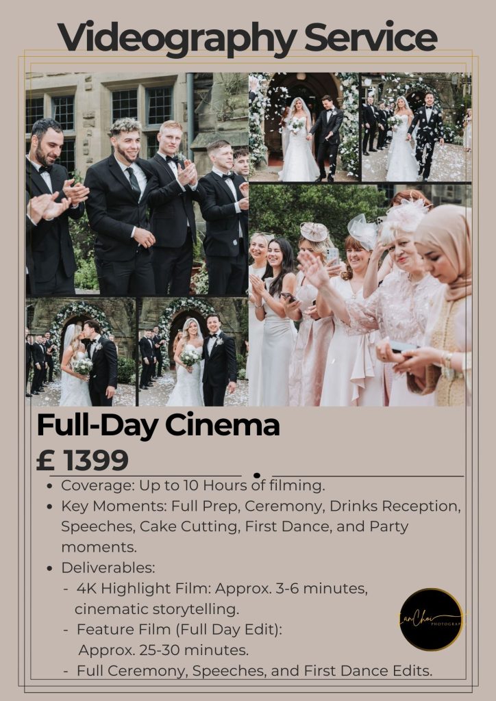 Wedding Videography Harrogate & Yorkshire- price gbp1399